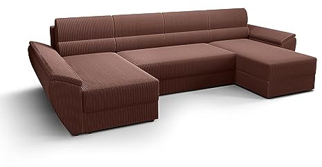 ALTDECOR Ecksofa in U-Form mit Schlaffunktion und Bettkasten Corner Sofa Bett Eckcouch Couch L-Form Schlafcouch Ausziehbar Wohnlandschaft Schlafsofa Cauchsofa - REB-U3-321x140x88cm Rot