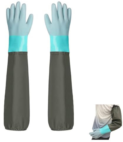 YIOIY Pond Gloves, Extra Long Drain Cleaning Gloves, Waterproof Sleeve Gloves, Full Arm Gloves for Men Women (Green, Gauze Lining)