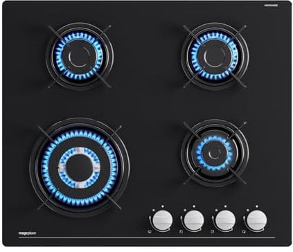 magicplux Plaque de Cuisson Gaz 4 feuxs, Plaque Gaz 60cm, Gaziniere Gaz Encastrable, Gaz ville et bouteille, 8500W