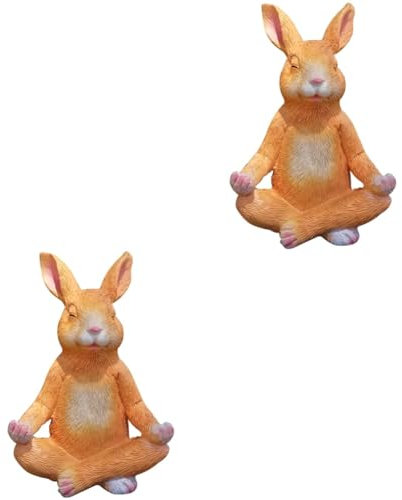 GANAZONO 2st Yoga-hase-Ornament Gartenkaninchen Figur Tierkreiszeichen Osterhasen-skulptur Gartentierstatuen Yoga-hase-Figur Bauernhaushasen-Statue Hasenschmuck Nussknacker Haushalt Harz