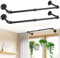 Bigmeta Plant Hanger Indoor, Strong Load-Bearing Hanging Plant Holder, Window Plant Shelves Black Metal Rod for Wall Ceiling Decor, 2 Pcs (Pot Chain & Plant Not Included)