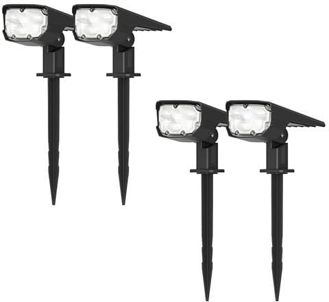 KYF - Lot de 4 Projecteur Solaire Extérieur Haute luminosité Mural et sur Piquet Blanc 6000K autonomie jusqu'à 10h