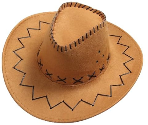 Ianulus Cowboyhut, Westernhut, Wildleder Cowboyhut, Einfarbig, Breite Krempe, für Erwachsene Perfekt für Karneval, Halloween und Cosplay (DE/NL/SE/PL, Alphanumerisch, S, Orange)