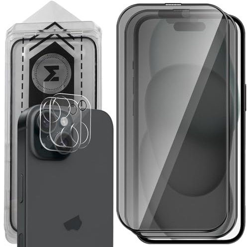MONASAY Protector de pantalla de cristal templado para iPhone 15 Plus de 6,7 pulgadas (2 unidades)