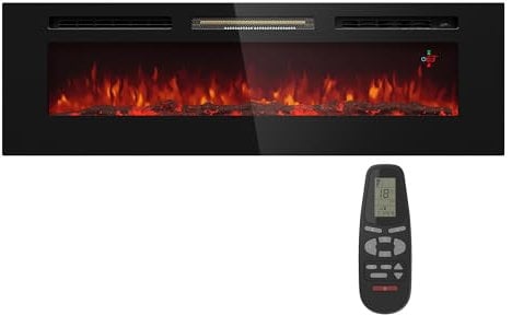 Klarstein Deko Kamin mit LED-Flammen, Elektro-Kamin mit Heizung und Kaminfeuer, 1800W Elektrisch mit Fernbedienung, Timer & Einstellbarer Thermostat, Sparsam