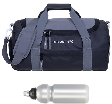 Elephant Sporttasche Kinder Hero 13046 CB Schwarz Anthrazit + f | Tasche klein Jungen Mädchen Hero Signature mit Schuhfach Sport medium Schule Fitness Bag + Trinkflasche