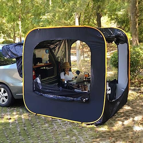 Auto Heckklappe Markise Zelt mit ausziehbarer Markise & Bildschirm – ideal für Camping, Familientourist, Angeln & Picknick Reisen – Automatisches SUV Kofferraumzelt