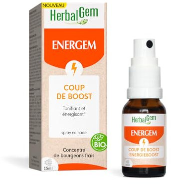 HERBALGEM - EnerGem Coup de Boost Bio - Action Rapide - Complément Alimentaire Gemmothérapie Concentrée - 15 ml