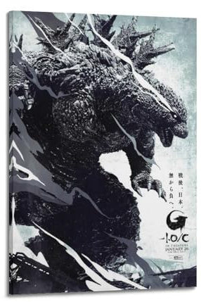 suumyo Godzilla Minus One Poster, Raumdekoration, ästhetisches Poster, künstlerisches Poster für Schlafzimmer, Wohnzimmer, Wände, 60 x 90 cm, Rahmenstil