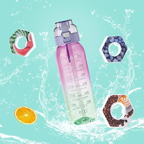 Neu Trinkflasche mit 6/7/8 Geschmackskapseln Set - 1000ML Wasserflasche mit Geschmack Original Starter - 2024 Trinkflasche für ein erfrischendes Trinkerlebnis Flasche Set (Violett,mit 8 Pods)