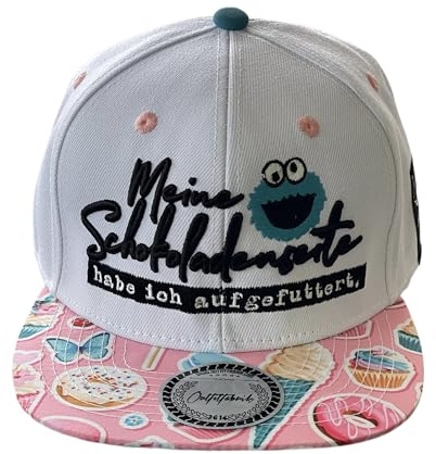 Outfitfabrik Snapback Cap „Meine Schokoladenseite“ in weiß, Schirm Oberseite mit Motiv Candy, 3D-Stick (Lifestyle, Provokation, Statement) Unisex, verstellbar