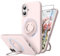 SURPHY Design for iPhone 16 Plus Case, with 360° Rotatable Magnetic Stand & Finger Ring, Liquid Silicone Phone Case for iPhone 16 Plus 6.7 inch 2024, Light Pink