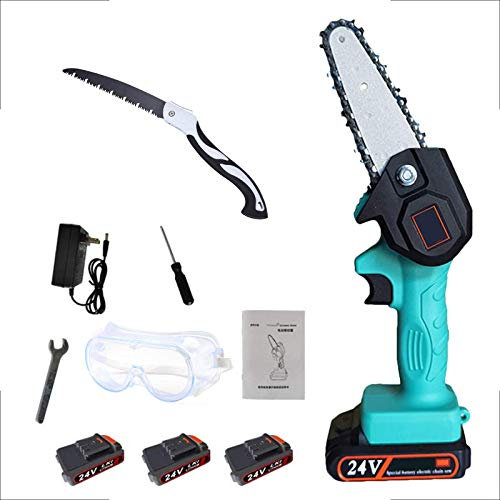 Juego de Mini Motosierra 2020, pequeña Sierra eléctrica de Mano inalámbrica con batería de Litio de 24 V, Sierra de poda eléctrica portátil Ajustable para Cortar Madera y podar árboles Fruta
