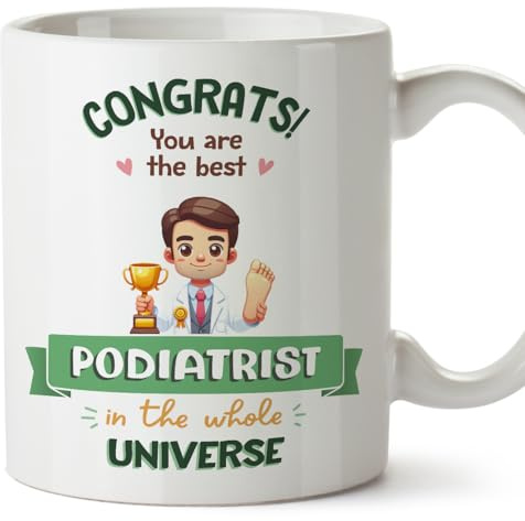 MUGFFINS Podiatrist Man Mug - in English - Best in Universe Trophy - Funny Gift for Colleagues - Ceramic 11oz Mug