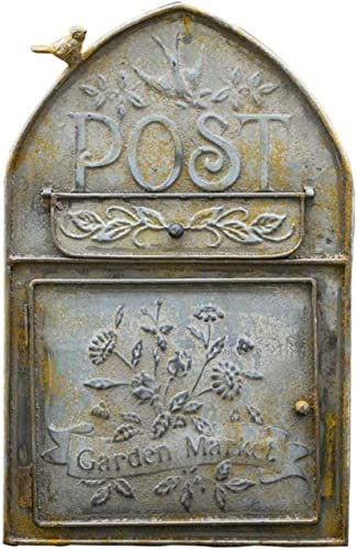 Wall-Mount Mailbox Classic American Style Letterbox Wall Mounted Postbox Mailbox Outdoor Parcel Drop Box Houses Front Door Office Safe Mail Post Letter Box-Grey