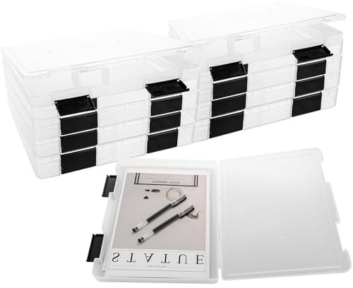 Oungy 8Pack Plastic A4 Storage Boxes with Lids, 31x25x3cm Clear Plastic File Box A4, Paper Storage Boxes Waterproof Dustproof Document Folders for File, Magazine, Document
