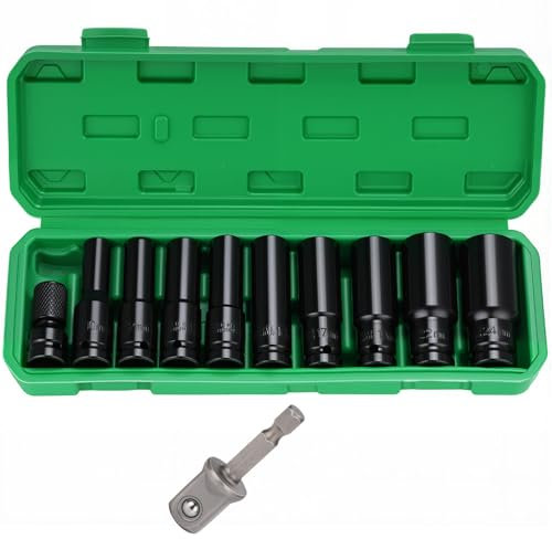 Sexyhot 11 Piezas, Vasos de Impacto, Extractor Tornillos Antirrobo, Con Mala Ferramentas, Engrosado a, Extractor de Tuercas Comúnmente Utilizado en La Vida Diaria 10-24 mm