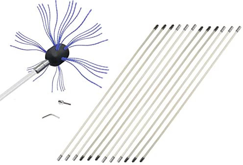 GOUJIAN Kit Spazzacamino for Stufa A Pellet in Nylon da 6 Metri for La Pulizia di Camini in Metallo O Mattoni Kit Pulizia Camino(12 m)