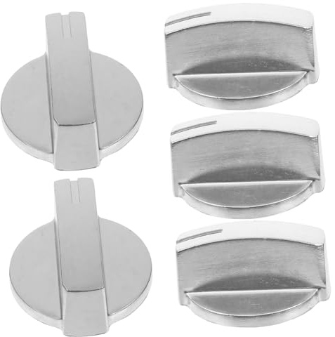 DOITOOL 5pcs Gas Stove Knobs Replacement Rotary Control Knobs for Gas Cookers Stainless Steel Small Size Simple to Install Suitable for Restaurant and Home Use
