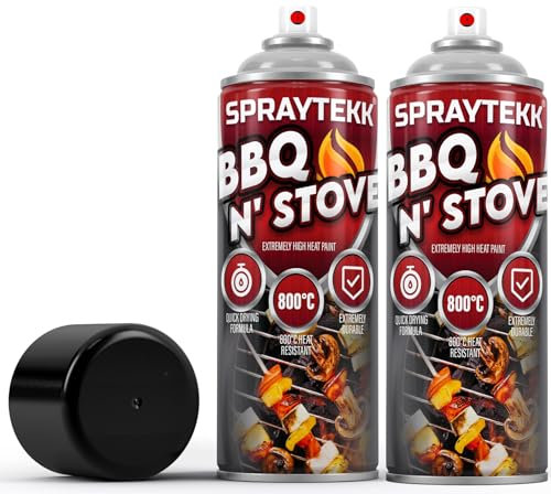 SPRAYTEKK Heat Resistant Spray Paint - 400ml | Matte Black Finish | Up to 800°C | Ideal for BBQs, Stoves, Firepits, Ovens, Automotive Engines & More | Indoor & Outdoor Use (1)