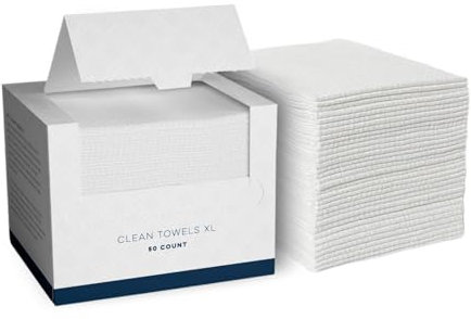 Serviettes Visage XL Jetables, Lingettes en Coton Biodégradable Lot de 50, Douces et Absorbantes pour Soins de la Peau et Démaquillage