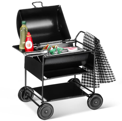 DOITOOL Puppenhaus Miniatur Grill BBQ Grill Modell 1:12 Maßstab Kompaktes Miniatur-Grillzubehör Für Puppenhaus Dekoration Und Mini-Hausküche Sicheres Spielzeug Mit Realistischen Details