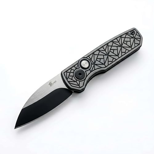 YF SMART Kleines Klapptaschenmesser – 4,98 cm lange Wharncliffe-Klinge, D2-Stahl, strukturierter G10-Griff, Geschenk für Männer und Frauen zum täglichen Tragen, Camping, Wan (Schwarz/Grau)