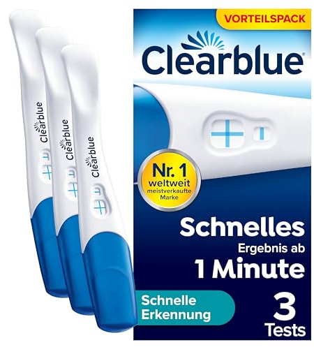 Clearblue Schwangerschaftstest, Schnelle Erkennung Vorteilspack, Ergebnis innerhalb von 1 Minute möglich, 3 Tests