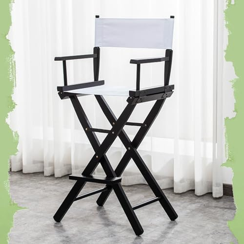 IMUNKT Klappstuhl Regie Stuhl, Holz Gartenstuhl 75cm, Schminkstuhl Klappbar, Tragbarer Klappstühle, Campingstuhl Faltbar Für Make-Up Fotostudio(White Black,75cm/30in)