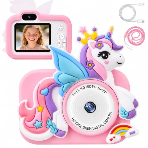 Kinderkamera,1080P HD Digitalkamera für Kinder mit 2,0 Bildschirm & 32GB-Karte, Geschenke für Geburtstag Weihnachten, Fotoapparat Spielzeug für 3-12 Mädchen Jungen