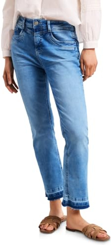 Street One Damen High Waist Flared Leg Jeans mit Ziersaum 3818186