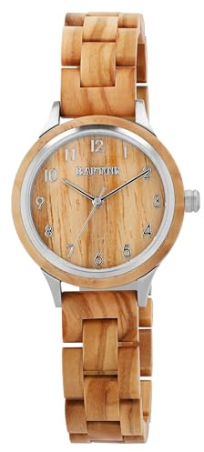 Raptor Damen Armbanduhr Analog in Braun, Gesamtlänge 23.5 cm, Olivenholzarmband – Spritzwassergeschützt