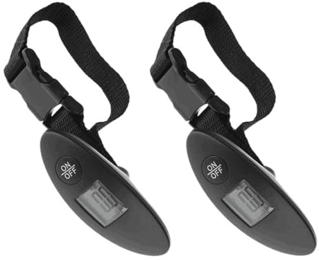 Angoily Báscula Digital para Equipaje 40 Kg (2 Unidades) Negra, Portátil y Compacta, Básculas para Maletas y Paquetes, Pesadora Electrónica Precisa para Viajes y Control Estilo Aleatorio