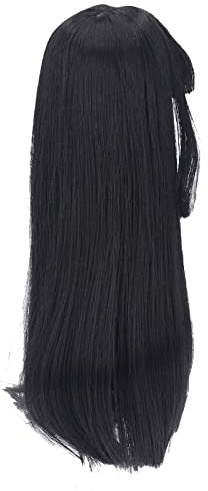 aqxreight 1/3 Puppenperücke, Gerade, Hitzefaser-Haarersatz für 8–9 Zoll Große Puppen, DIY-Styling, Schwarze Perücke für Individuelle Puppenumarbeitungen (BLACK)