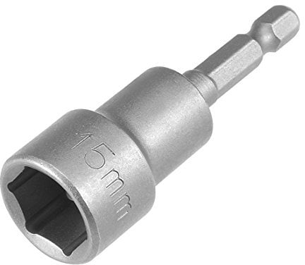 Sourcingmap 1/4 Quick-Change Hex Shank 15mm Magnetic Nut Setter Driver Drill Bit, 65mm Length, Metric