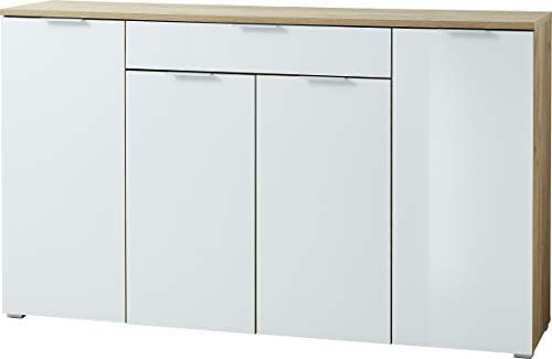 Germania Sideboard 3983-242 GW-TELDE, in Navarra-Eiche-Nb./Weiß, Fronten aus Glas, 179 x 105 x 40 cm (BxHxT)