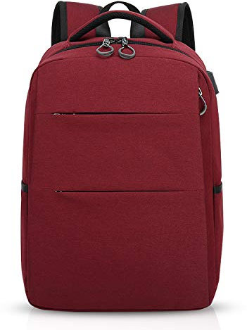 FANDARE Laptop Rucksack für 15.6 Zoll Laptop mit USB-Ladeanschluss Schulrucksack Outdoor Wandern Reisen Camping Herren/Damen Backpack Wasserdicht Polyester(Rot)