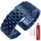 Kai Tian 24mm Blau Prämie Matt 5 Reihen Armbanduhr Doppelschlösser Edelstahl Uhrenarmband Ersatz Metall Band Armband für Damen Herren