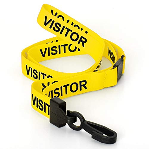 CKB Ltd 10 x gelbe Visitor Lanyards Sicherheits-Umhängeband mit Drehgelenk für Ausweishalter – Pull Quick Release Design