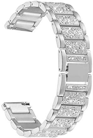 Abanen Cinturino per orologio Fossil Gen 5E da 42 mm/da donna Gen 6, 18 mm, in lega leggera di metallo con strass luccicanti, cinturino a sgancio rapido per Fossil Q Venture Gen 4/3, sport da donna,