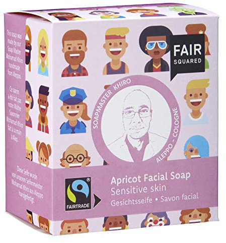 FAIR SQUARED Aprikose Gesichtsseife Sensitive 2 x 80 Gramm - Seife für empfindliche Haut - mit Fairtrade-Aprikosenkernöl - vegane Naturkosmetik - Zero Waste