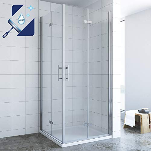 AQUABATOS® Duschkabine Eckeinstieg 90x90 x 195 cm Falttür 6mm ESG Sicherheitsglas mit Nano Beschichtung, Eckdusche Duschabtrennung Pendeltür Schwingtür Drehfalttür Eck Dusche 90cm mit Seitenwand