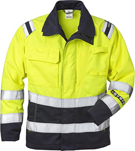 Fristads Flamestat Warnschutzjacke Damen Klasse 3 4275 Aths - Größe 2XL - Warnschutzgelb/Marineblau