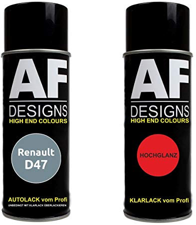 Autolack Spraydose Set für Renault D47 Bleu Orage Metallic Basislack Klarlack Sprühdose 400ml