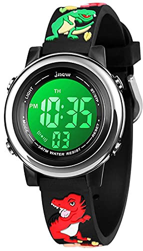 Bigmeda Orologio Digitale per Bambini, Orologio Sportivo a Cartoni 3D per Ragazze da 3-12 Anni, Visualizzazione della Data e Dell'ora, Retroilluminazione a 7 Colori (Dinosauro)