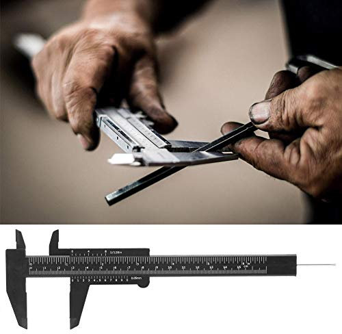 150 mm Messschieber, Mini-Kunststoff-Messschieber mit Doppelmaßstab, Messgerät mit hoher Genauigkeit, Messwerkzeug für Zimmerei, Schmuck(Schwarz)