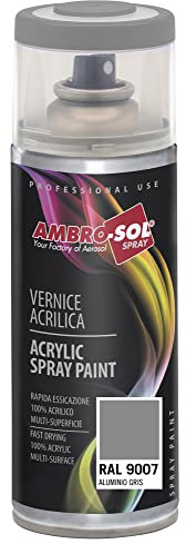 AMBRO-SOL - Pintura acrílica en spray, color Blanco Brillo 2, RAL 9010, resultado profesional en múltiples superficies, exteriores e interiores, 400 ml