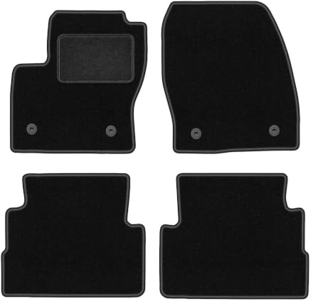 Velours-Fußmatten passend für Ford Kuga MK2 2012-2019, Schwarz, LUX | passend für SUV; Velours-Teppich (Polypropylen), ca. 6,5 mm; rutschfest, runde Befestigungen (Typ FC)