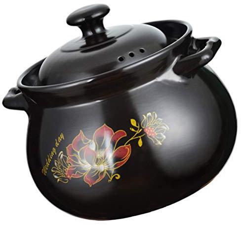 Cabilock 1 Pc Cazuela De Cerámica Utensilios De Cocina De Cerámica para Estufa Olla De Barro Olla Sopera Recubierta De Cerámica Cazuela De Barro Cacerola De Sopa Ronda Tazón De Fideos