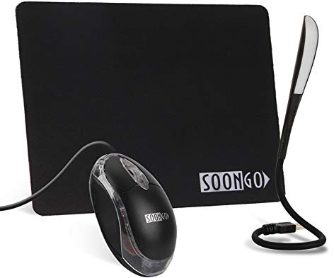 Mini Mouse Pad Kids Mice for Laptop USB LED Light 3 in 1 Gift Combo Mouse Pad Non-Slip Rubber Base USB Reading Lamp with Dimmable Touch Switch and Flexible Gooseneck for Laptop Home Office Travel